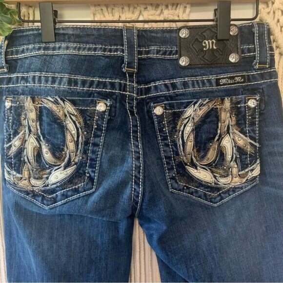 MISS ME Women’s Peace Sign Embellished JY5949BD Bootcut Jeans Size 28 - Picture 8 of 16